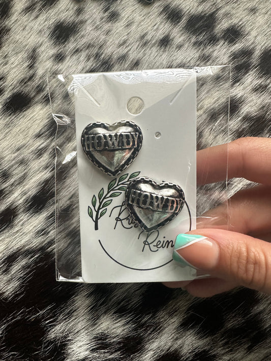 Howdy heart earrings