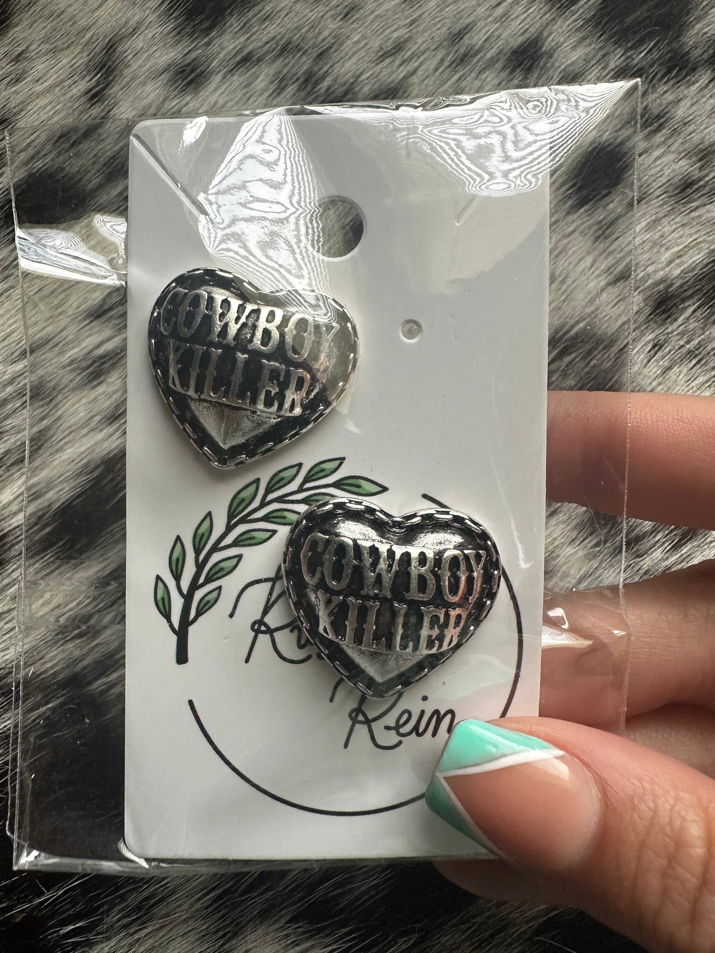 Cowboy killer heart earrings