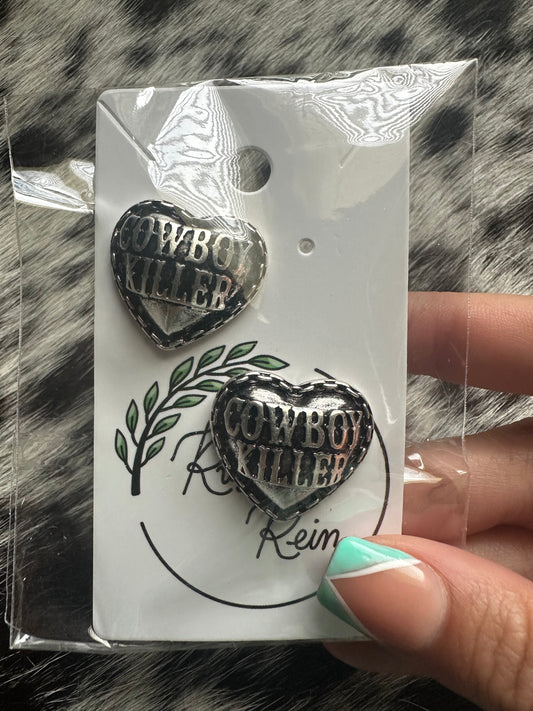 Cowboy killer heart earrings