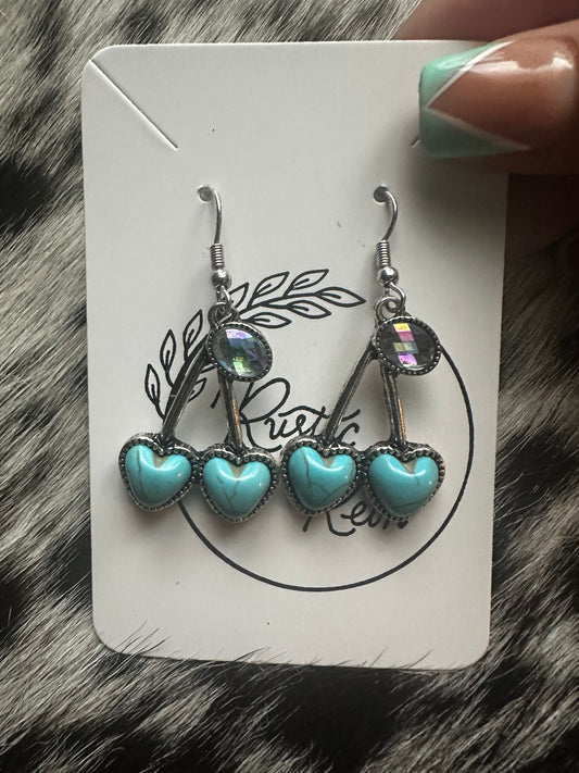 Cherry heart earrings