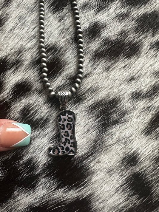 Cheetah boot necklace