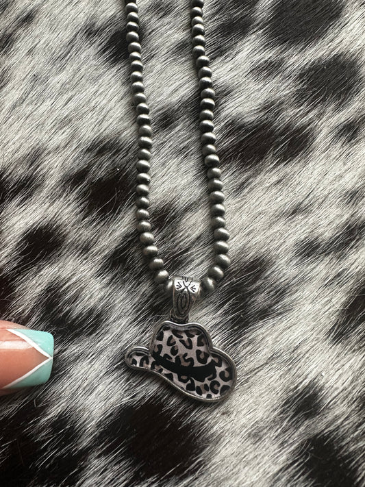Cheetah cowboy hat necklace