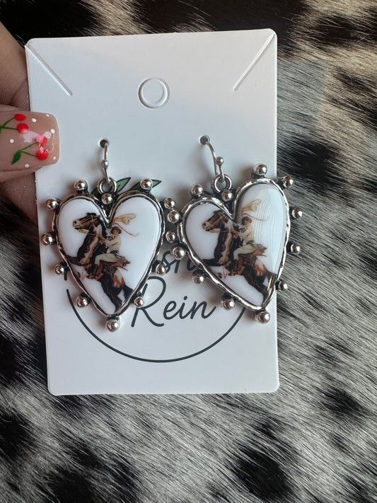 Heart horse earrings