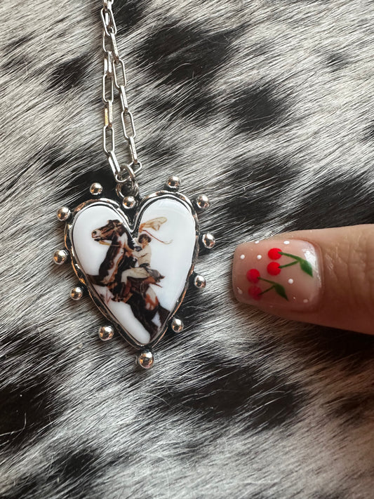 Heart horse necklace