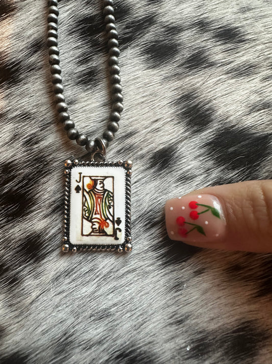 Vintage style jack card necklace