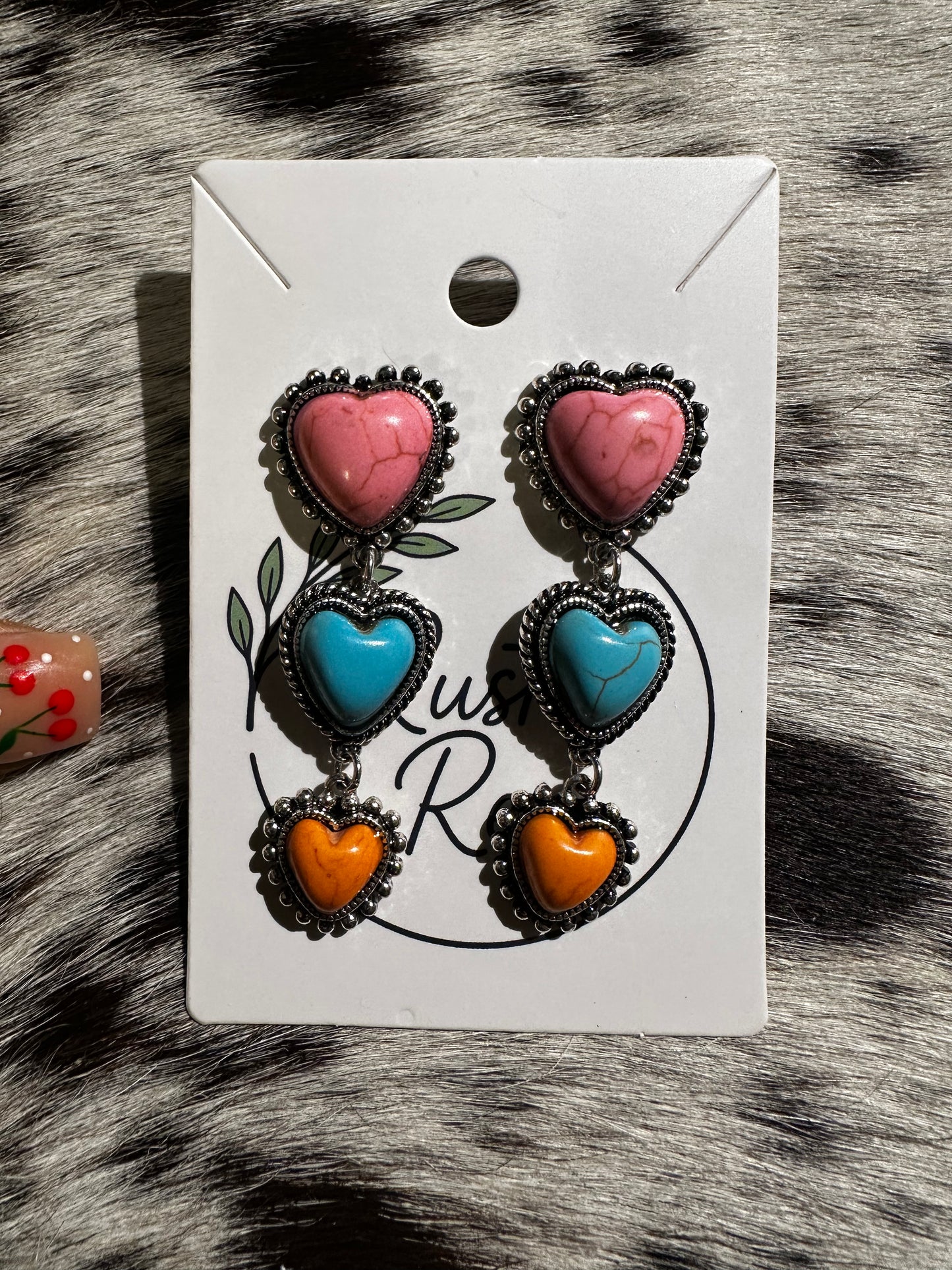 Triple heart earrings