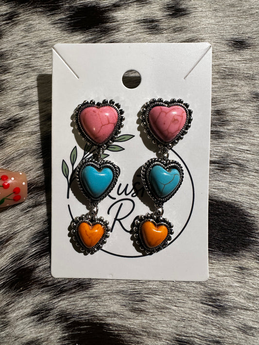 Triple heart earrings