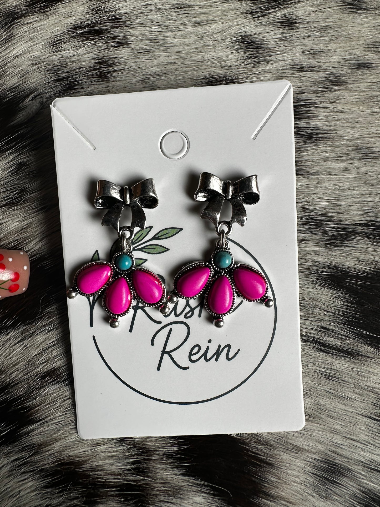 Pink bow earrings