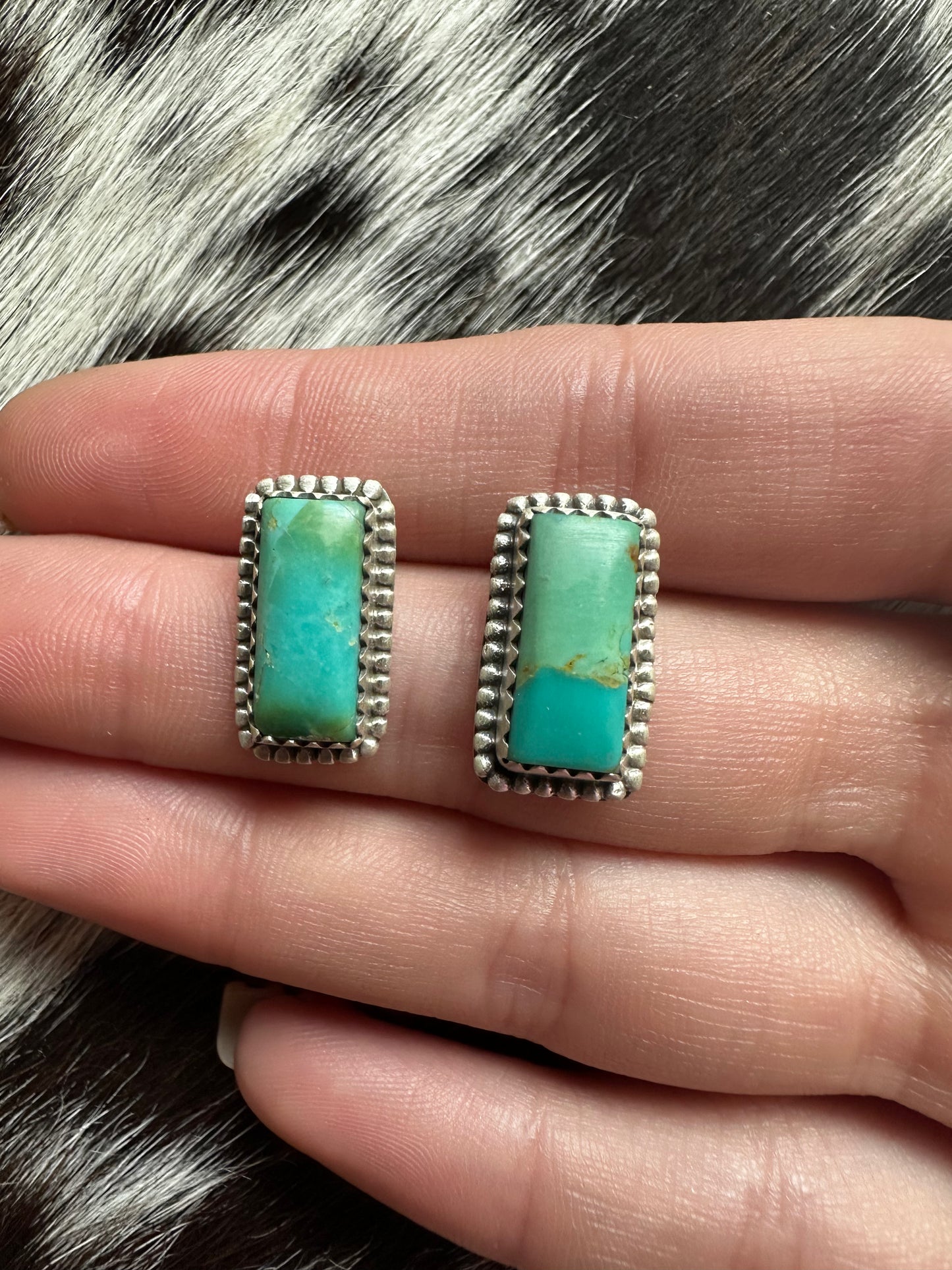 Handmade Sterling Silver, KingmanTurquoise Post Studs