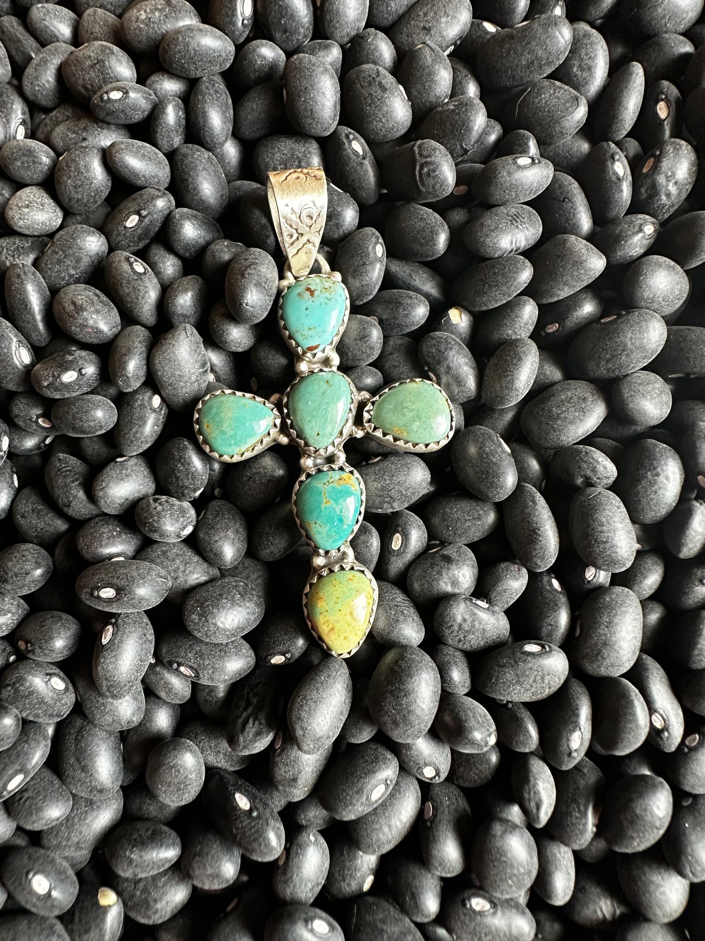 Handmade Sterling Silver, KingmanTurquoise Cross Pendant