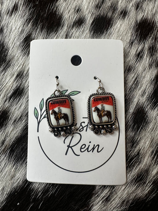 Cowboy killer horse earrings