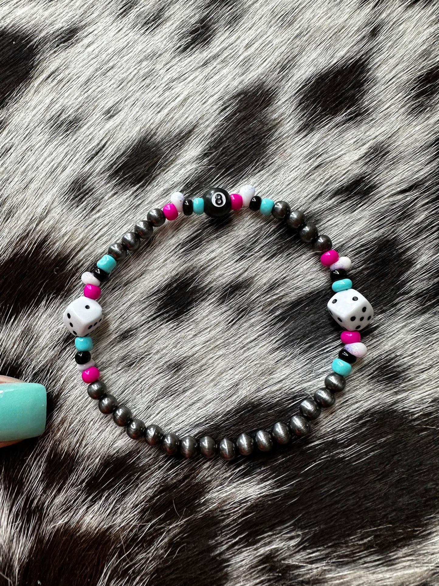 Dice & 8 ball stretch bracelet