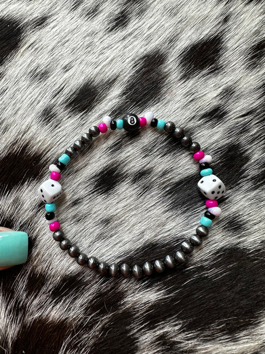 Dice & 8 ball stretch bracelet