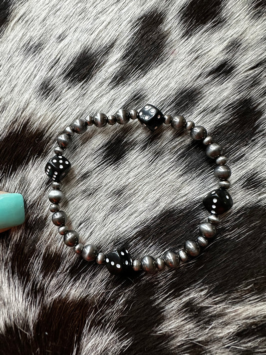 Blk dice stretch bracelet