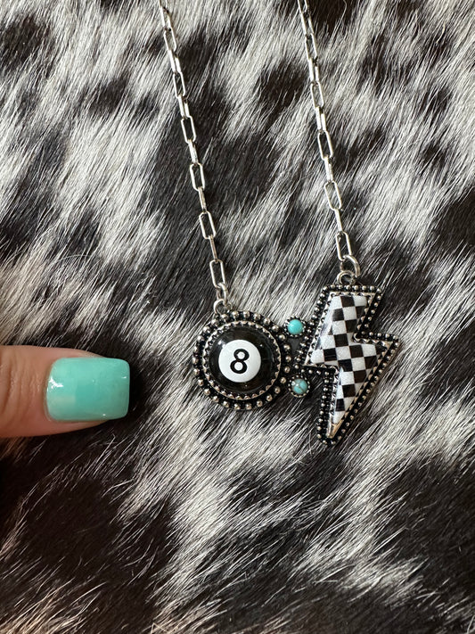 8 ball lightning necklace