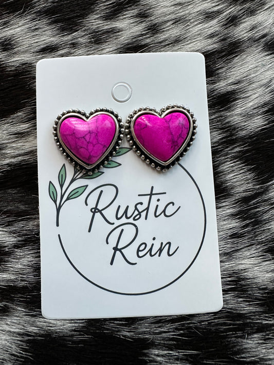 Pink heart earrings