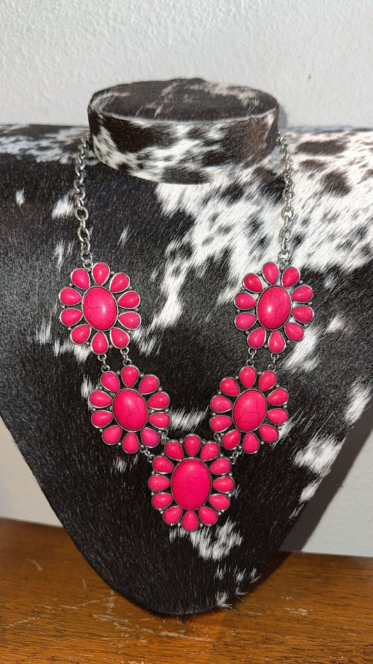 Pink flower necklace