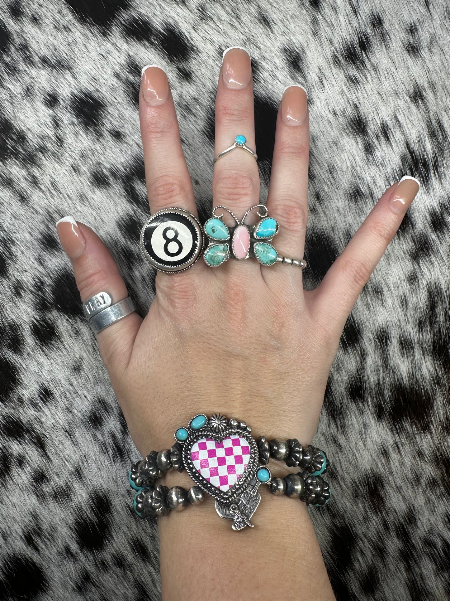 Pink heart double strand stretch bracelet