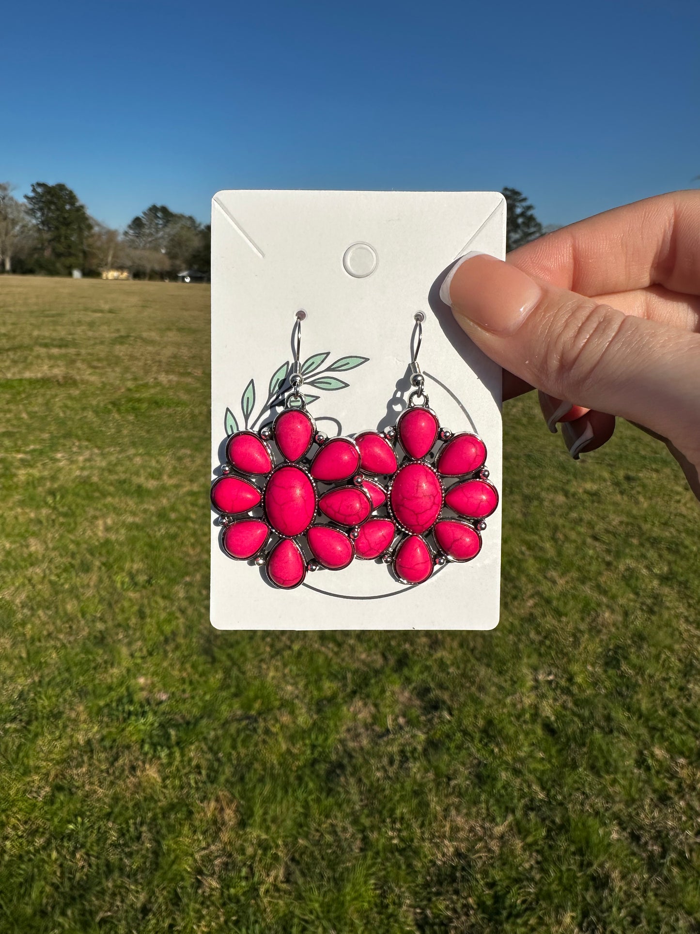 Pink flower earrings